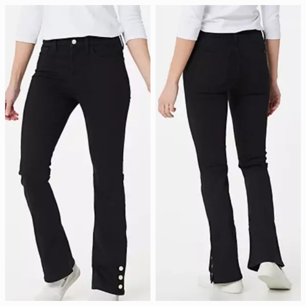 Jen7 Slim Bootcut Jeans Gold Button Hardware